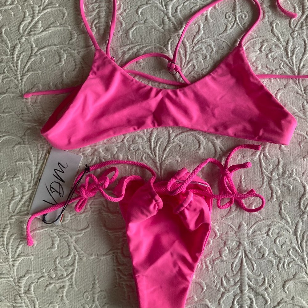 VDM The Label Pink Bikini Set,  2 tops, 1 bottom, size 8 tops. small bottoms